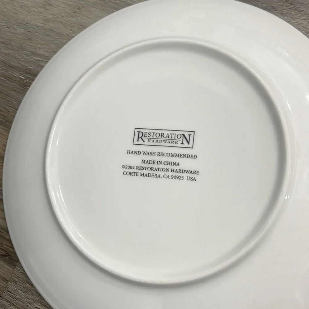 Restoration Hardware Christmas 8”Plates Holiday Gold Pear Noel Peace Set